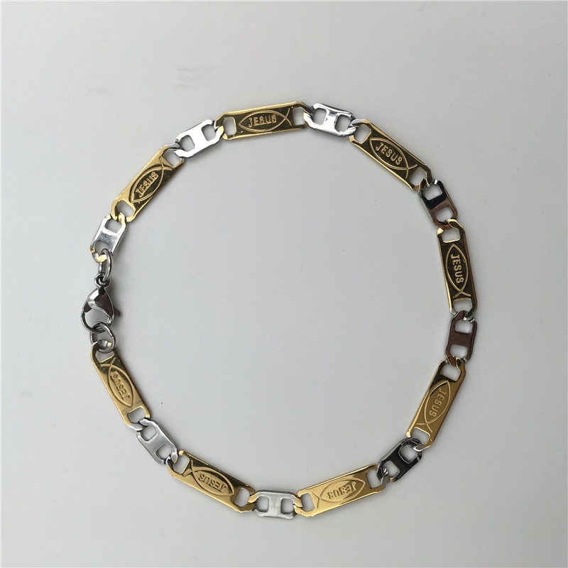 Men's Fashion Jewelry Two-Tone Pave Mariner Chain 316L Stainless Steel Bracelet B140