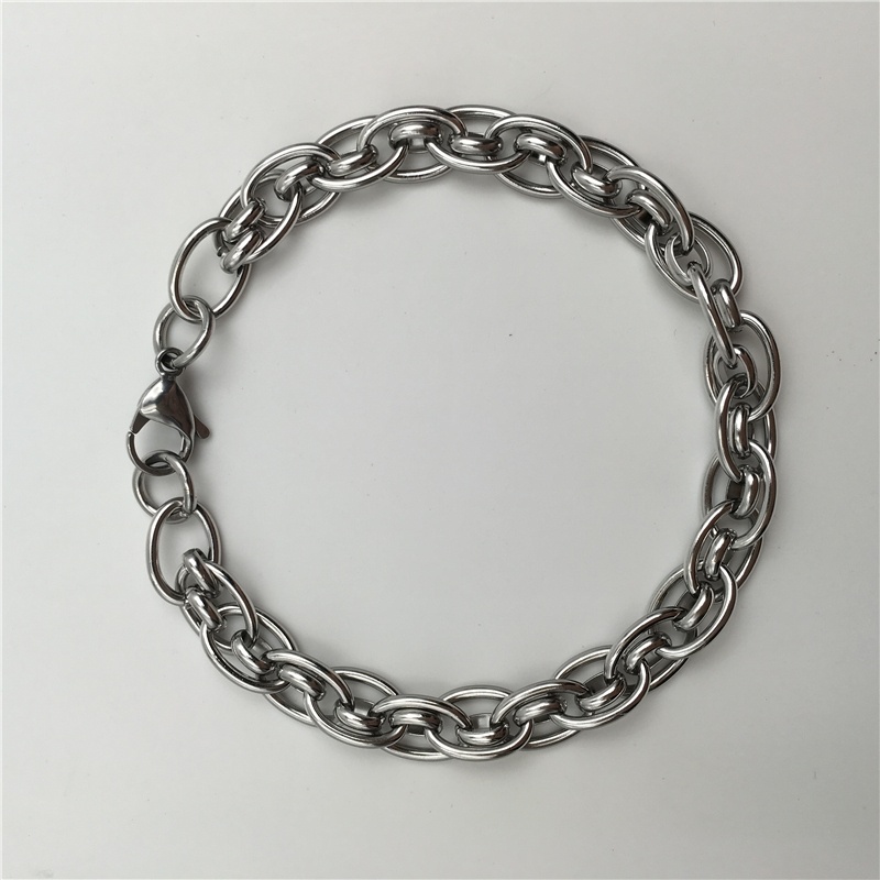 Men's Fashion Jewelry Trendy Double Cable Chain 316L Stainless Steel Bracelet B130