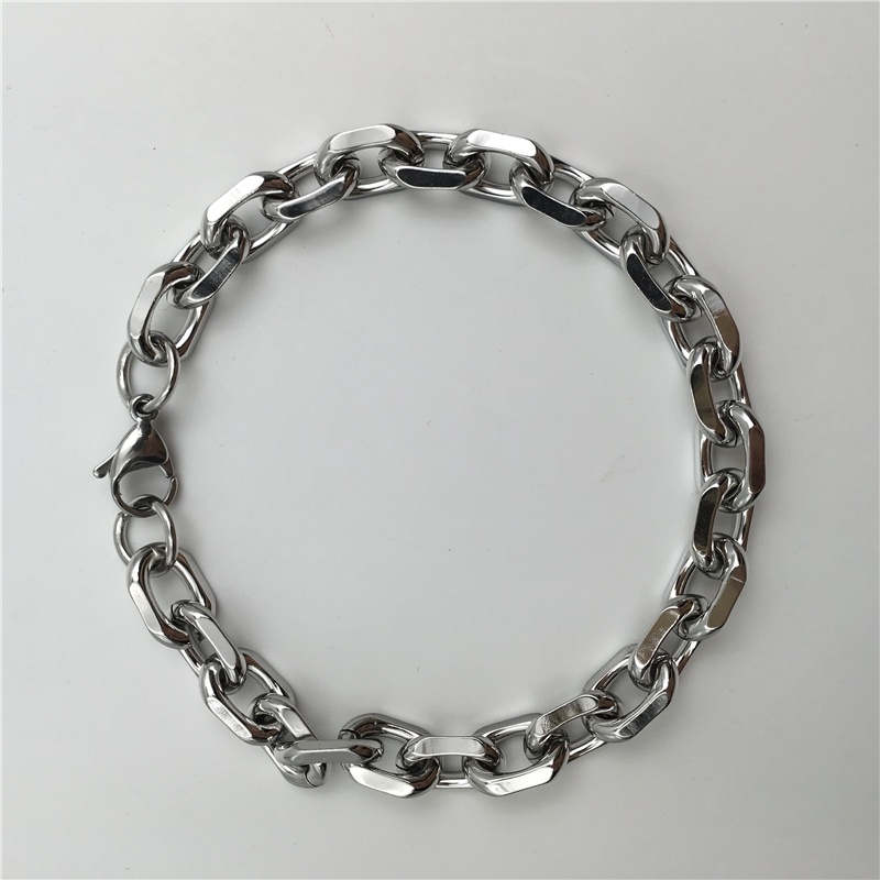 Men's Fashion Jewelry Diamondcut Link Chain 316L Stainless Steel Bracelet B136