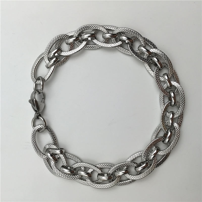 Men's Fashion Jewelry Trendy Double Cable Chain 316L Stainless Steel Bracelet B141