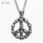 Peace Skull Pendant Necklace Men's Punk Jewelry Stainless Steel Vintage Necklace S104