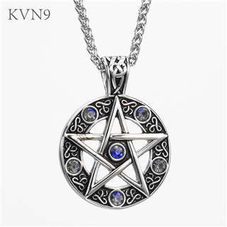Antique Pentagram Pentacle Talisman Pendant Necklace Mens Punk Jewelry Stainless Steel Pentacle Seal Necklace S106