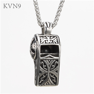 Antique Whistle Pendant Mens Punk Jewelry Stainless Steel Sports Necklace S107