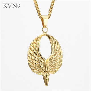 Angel Wings Pendant Gold Plated Hip Pop Jewelry Stainless Steel Trendy Necklace S110