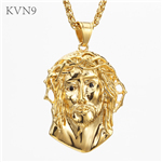 Jesus Head Pendant Necklace Gold Plated Women Men Christian Jewelry Vintage Stainless Steel Necklace S113
