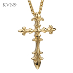 Latin Cross Fleuree Necklace Men Stainless steel Gold Plated Jewelry Budded Cross  Necklace S117/S118