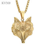 Wolf Head Pendant Gold Plated New Trendy Jewelry Stainless Steel Animal Pendant & Necklace S121/S122