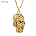 Vintage Skull & Hand Pendant Necklace Men's Gold Plated Punk Jewelry Stainless Steel Skeleton Necklace S123/S124