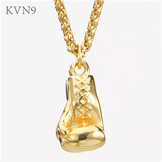 Boxing Glove Pendant Necklace Gold Plated Punk Jewelry Stainless Steel Sports Chain Necklace S125/S126