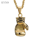 Small Boxing Glove Pendant Necklace Gold Plated Punk Jewelry Stainless Steel Sports Chain Necklace S127/S128