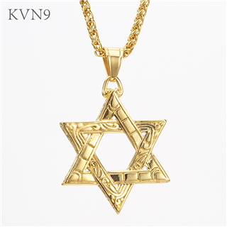 Jewish Star Necklace Women Men Jewelry New Trendy Gold Plated Stainless Steel Vintage Star of David Pendant & Necklace S131/S132