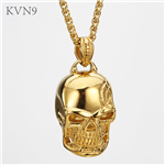 Vintage Skull Pendant Necklace Men's Gold Plated Punk Jewelry Stainless Steel Skeleton Necklace S133/S134