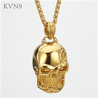 Vintage Skull Pendant Necklace Men's Gold Plated Punk Jewelry Stainless Steel Skeleton Necklace S133/S134