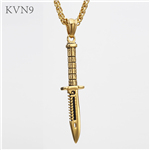 Dagger Pendant Trendy Gold Plated Jewelry Stainless Steel Stiletto Necklace S137/S138