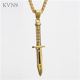 Dagger Pendant Trendy Gold Plated Jewelry Stainless Steel Stiletto Necklace S137/S138