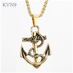 Pirate Anchor Pendant Men Punk Gold Plated Jewelry Stainless Steel Navy Navigation Pendant & Necklace S143/S144