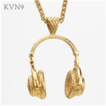 Trendy Headphone Pendant Necklace Men Women Gold Plated Jewelry Stainless Steel Earmuff Necklace S147/S148