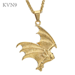 Flying Bat Pendant Necklace Gold Plated Punk Jewelry Stainless Steel Animal Necklace S149/S150