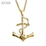 Skull Pirate Anchor Pendant Men Punk Gold Plated Jewelry Stainless Steel Navy Navigation Pendant & Necklace S161/S162