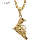 American Style Pistol Pendant Hip Hop Gold Plated Jewelry Stainless Steel Trendy Handgun Necklace S171/S172