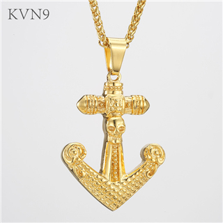 Skull Pirate Anchor Pendant Men Gold Plated Jewelry Stainless Steel Navy Navigation Necklace S179/S180