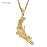 American Style Punk Rock Jewelry Pistol Pendant Gold Plated Stainless Steel Trendy Handgun Necklace S181/ S182