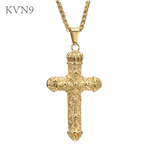 Cross with Crown Pendant Necklace Mens Gold Plated Religious Jewelry Stainless Steel Cross Chain Necklace S183/S184