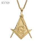 Trendy Free and Accepted Masons Pendant Gold Plated Jewelry Stainless Steel Religious Necklace S189/S190