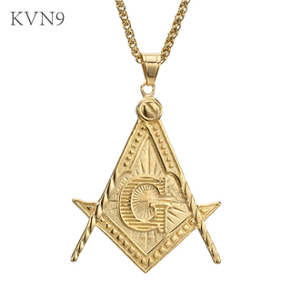 Trendy Free and Accepted Masons Pendant Gold Plated Jewelry Stainless Steel Religious Necklace S189/S190