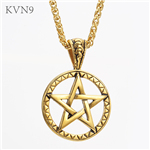 Pentagram Pentacle Talisman Pendant Mens Punk Gold Plated Jewelry Stainless Steel Pentacle Seal Necklace S191/S192