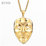 Joker Clown Mask Pendant Gold Plated Jewelry Stainless Steel Batman Prop Necklace S193/S194