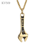 Monkey Wrench Pendant Mens Punk Gold Plated Jewelry Stainless Steel Hand Tools Necklace S197/S198