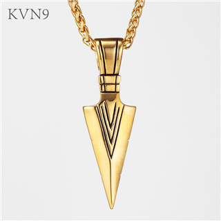 Spearhead Pendant New Trendy Gold Plated Jewelry Stainless Steel Cold Weapon Necklace S199/S200