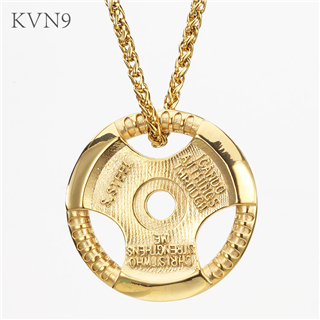 Barbell Piece w/ Philippians 4:13 Pendant Classic Christian Gold Plated Jewelry Stainless Steel New King James Version (NKJV) Necklace S201/S202