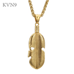 New Hot Feather Pendant Necklace Men/Women Trendy Gold Plated Jewelry Stainless Steel Plume Chain Necklace S205/S206