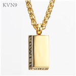Square Block w/ Power Slogan Pendant Men Gold Plated Jewelry Stainless Steel Necklace S207/S208