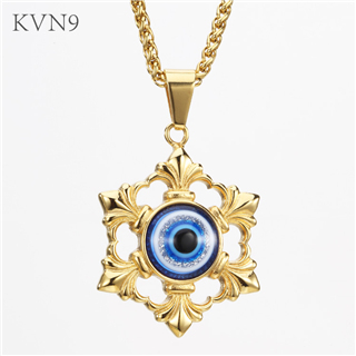 New Trendy Hexagram Eye Pendant Necklace Gold Plated Jewelry Stainless Steel Religious Necklace S211/S212