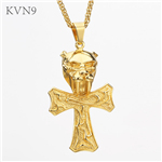 Panthers Head Jaguars Cross Pendant Necklace Mens Gold Plated Trendy Jewelry Stainless Steel Animal Cross Necklace S215/S216