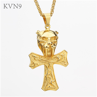 Panthers Head Jaguars Cross Pendant Necklace Mens Gold Plated Trendy Jewelry Stainless Steel Animal Cross Necklace S215/S216