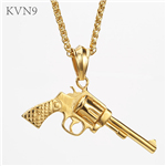 American Style Pistol Pendant Hip Hop Gold Plated Jewelry Stainless Steel Trendy Handgun Necklace S219/S220
