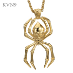 Skull Spider Pendant Necklace Hip Pop Gold Plated  Jewelry Stainless Steel Skeleton Head Animal Necklace S227/S228