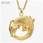 Crocodile Pendant Necklace Gold Plated Trendy Jewelry Stainless Steel Animal Necklace S233/S234