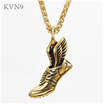 Flying Shoes Pendant Necklace Gold Plated Punk Jewelry Stainless Steel Shoes w/ Wings Necklace S241/S242