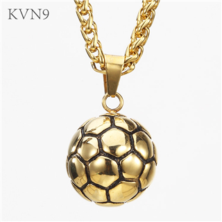New Trendy Soccer Football Pendant Gold Plated Jewelry Stainless Steel Sports Necklace S253/S254