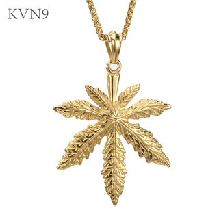 Maple Leaf Pendant Necklace Men Trendy Gold Plated Jewelry Black Gun Plated Stainless Steel Tree Leaf Necklace S267/S268/S269