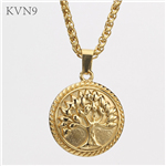Life Tree Medal Pendant Necklace Men Trendy Gold Plated Jewelry Stainless Steel Tree Necklace S276/S277/S278