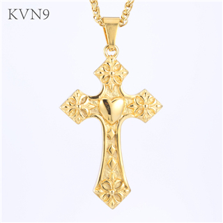 Cross Pendant Necklace Mens Gold Plated Fashion Design Jewelry Stainless Steel Cross Necklace S285/S286