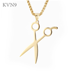 Trendy Scissor Pendant Necklace Men Women Gold Plated Jewelry Stainless Steel Shear Necklace S287/S288