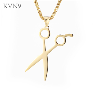 Trendy Scissor Pendant Necklace Men Women Gold Plated Jewelry Stainless Steel Shear Necklace S287/S288