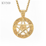 Pentagram Pentacle Talisman Seal Pendant Necklace Mens Gold Plated Jewelry Stainless Steel Pentacle Necklace S289/S290